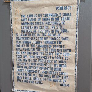 Vintage Hand-stitched 23rd Psalm Wall Hanging Tapestry